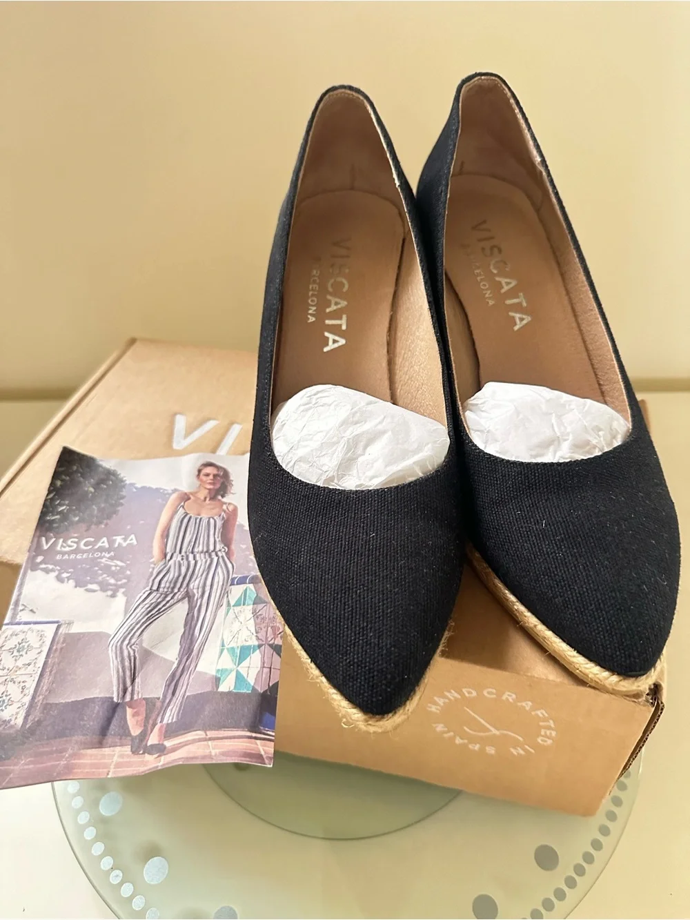Wedge Espadrille Pointed-Toe heels  in Black size EU 38.5/US 8.5 made in Spain